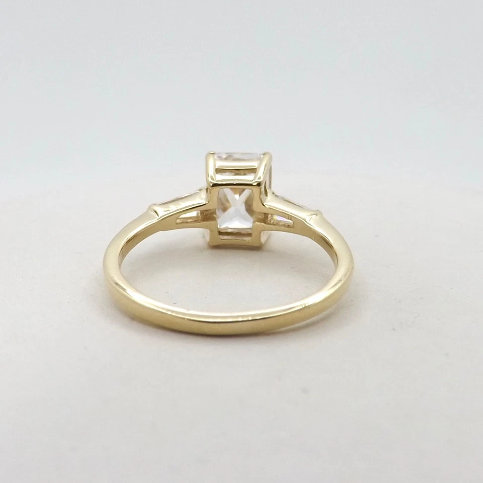 10k Gold Emerald Cut Engagement Ring Setting Clear Stones New - Image 3 of 4
