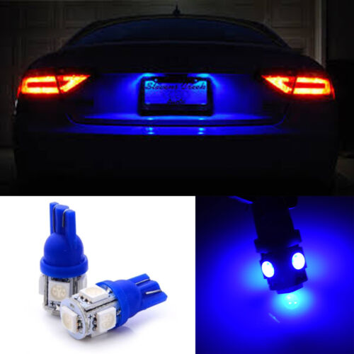 1 pair Super Blue 10-SMD License Plate Tag T10 Wedge LED Light Bulbs W5W 192 168 - Photo 1 sur 1