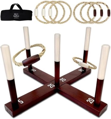 Rustic Ring Toss Game All Weather Waterproof Yard Toys Outdoor Party Family Game
