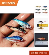 12 pcs Wounded Minnow Fly Ice Dub UV Polar Fry Slowly Sinking Salmon Trout St...