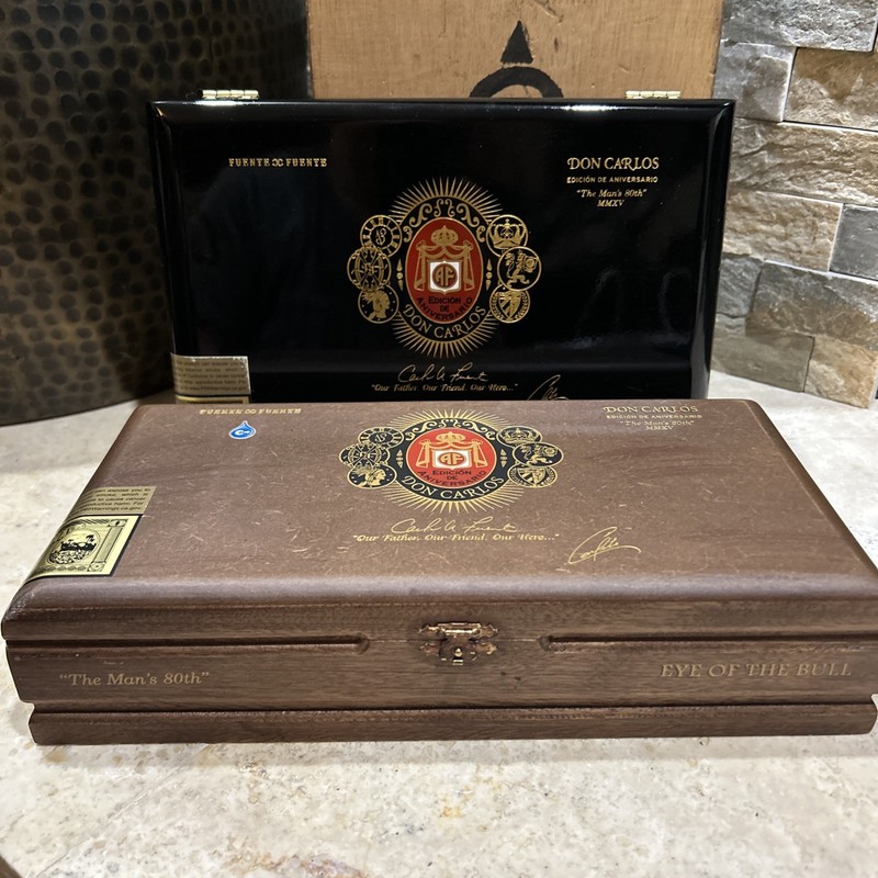 Set Of Arturo Fuente Don Carlos Personal Reserve And Eye Of The Bull Cigar Boxes