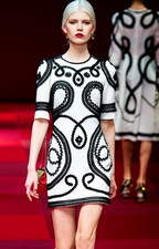Dolce & Gabbana Runway SS2015 Braided-Trim Sheath White Short Dress IT38