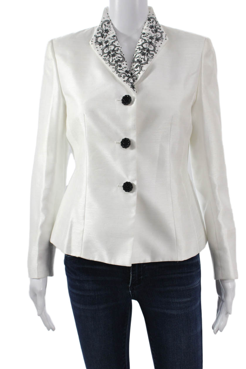 Kasper Womens Basic Jacket White Long Sleeve Butt… - image 1