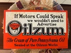 OILZUM ORIGINAL MOTOR OIL D/S DEALER ADVERTISING SIGN GAS OIL 1950s VINTAGE