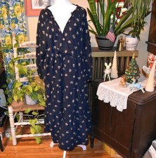 Madewell Challis Peasant Maxi Dress Navy Woodland Floral Print Boho Size XL