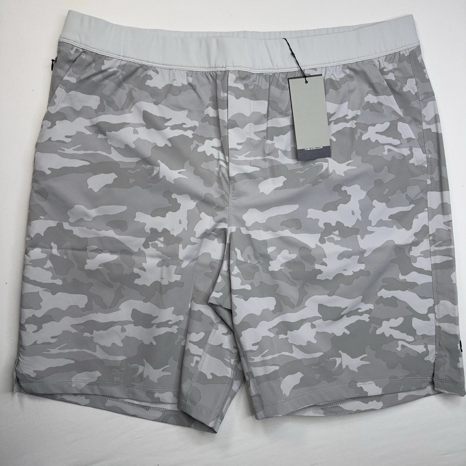 Public Rec Shorts Mens 42 Gray Camo Flex Short 9.5" Water Resistant Active Gym