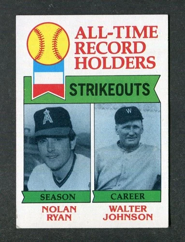 Nolan Ryan / Walter Johnson All Time Strikeout Leaders 1979 Topps Baseball Card