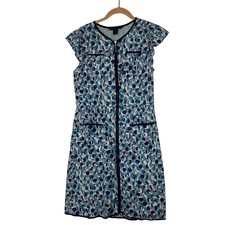Marc by Marc Jacobs Womens Dress Size 12 Blue Geometric Print Zip Front