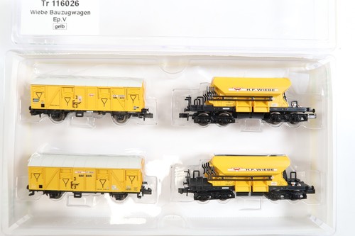 Minitrix N 116026 Güterwagen-Set Bauzugwagen H.F. Wiebe Ep. V 4tlg in OVP | Condition: Gebraucht