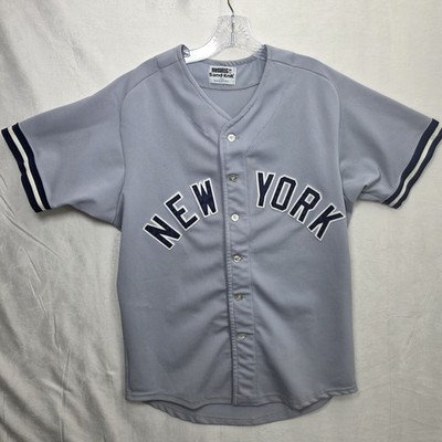 Medalist Sand-Knit New York Yankees MLB Jersey Gray Navy Size 42 Vintage