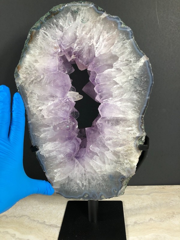 15"  Amethyst Portal w Calcite Crystal Cluster Geode Mineral Specimen ZWF-90
