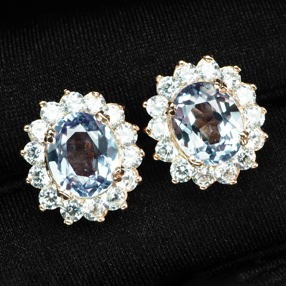 Pendientes de oro rosa de plata de ley 925 de 5,65 quilates de alejandrita con cambio de color brillante Foto 2 de 4