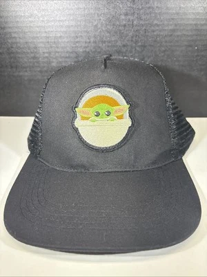 Star Wars The Mandalorian Grogu Hat NWT (Baby Yoda) Snapback Mesh Black Disney - Image 1 of 4