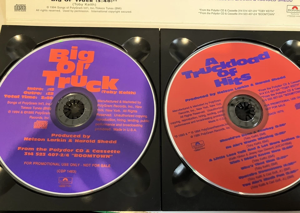 Toby Keith Big Ol' Truck & Truckload Of hits Promo 2 Cd Double Digipak 1995 - Image 3 of 4