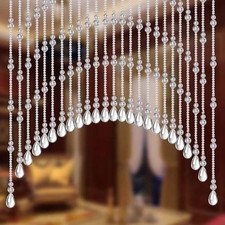 Beaded Curtain for Doorways,Hanging Glass Clear Crystal Door Beads