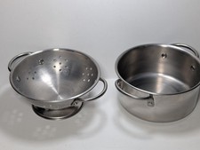 Melissa Doug Pretend Play Pot Colander Stainless Toy Kitchen Cookware