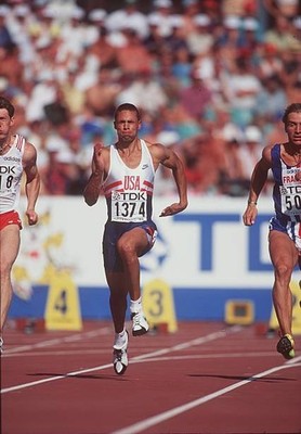 Dan O'Brien USA focuses on the finish line as he powers down the l- 1995 Photo