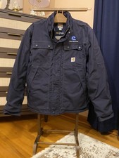 Carhartt Men s Navy FR Cat 3 Full Swing Jacket Duck Coat 102182-410 Size L Great