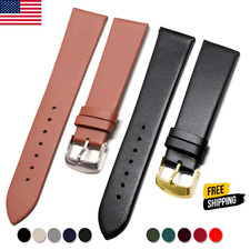 Genuine Calf Leather Watch Strap 12-22mm Premium Band w/ Stainless Steel Buckle