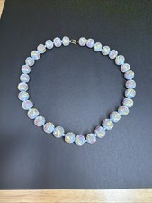Vintage Venetian Murano Wedding Cake Pink Rose Blue Gold Glass Bead Necklace 17