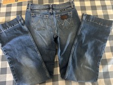 Wrangler Retro Jeans Girls 14 Slim Blue Bootcut Stretch Embroidered Denim 25x29