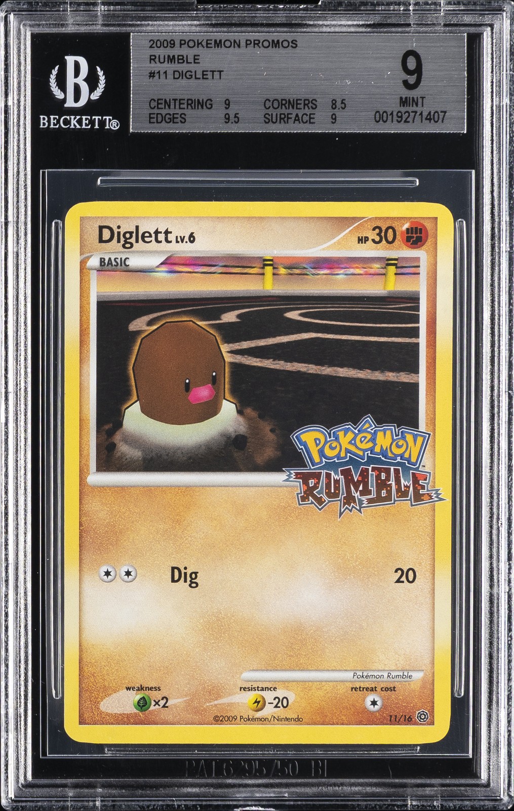 2009 POKEMON PROMOS RUMBLE #11 DIGLETT BGS 9