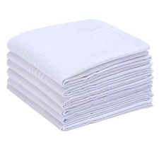 Mens Cotton Handkerchiefs, 16-Inch Soft White Hankies, 6-Pack Set