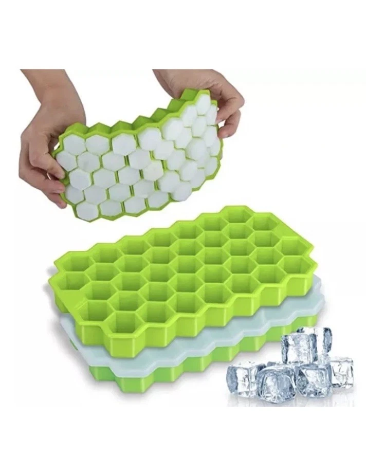 2 Stk Eiswürfelform Silikon Eiswürfelbehälter Cube 2 x 37 Gitter Mit Deckel DE - Bild 2 von 4