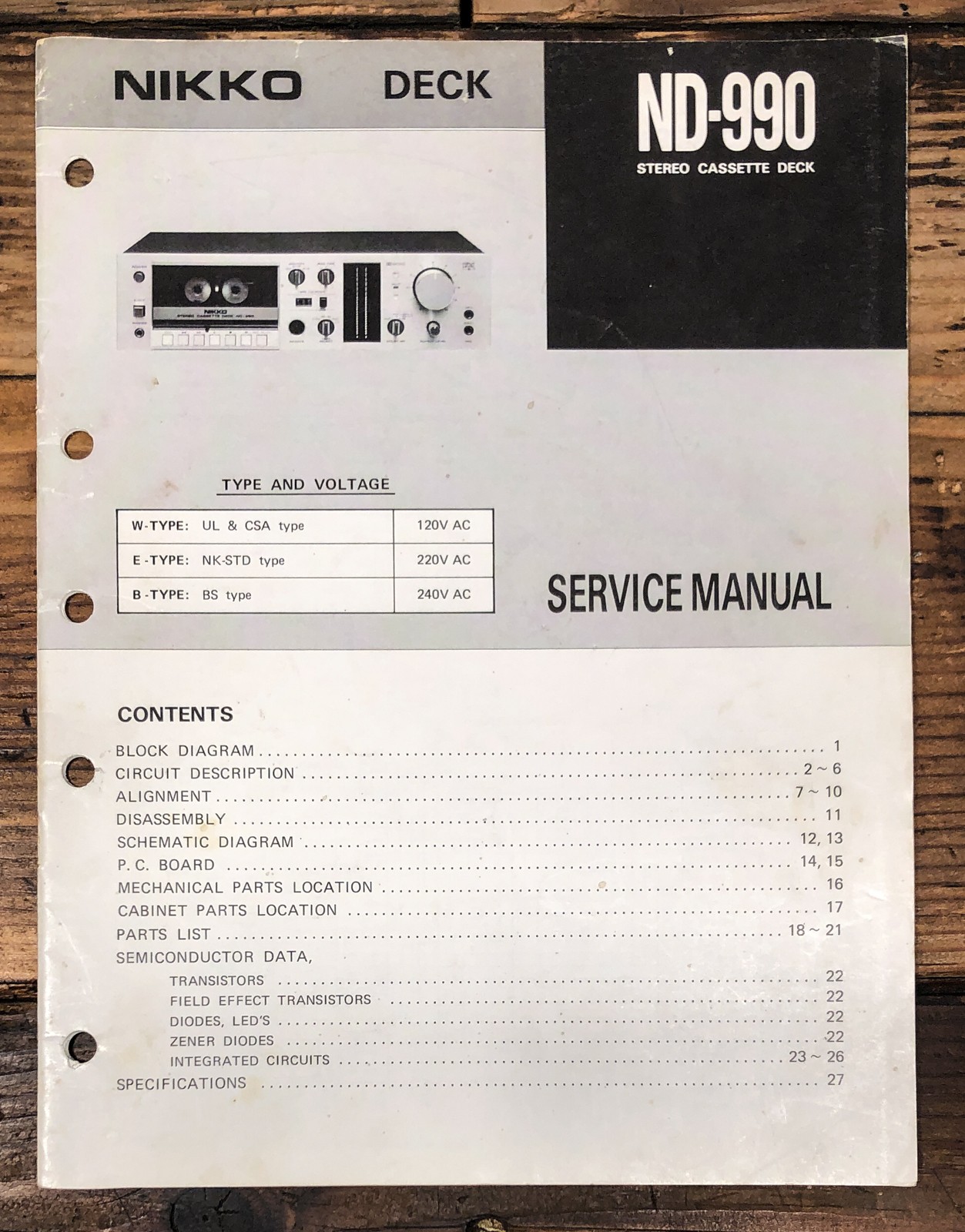 Nikko ND-990 Cassette Service Manual *Original*