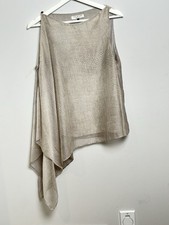 Halston Heritage Sleeveless Top Metallic Beige /Champagne Snakeskin Print Size L