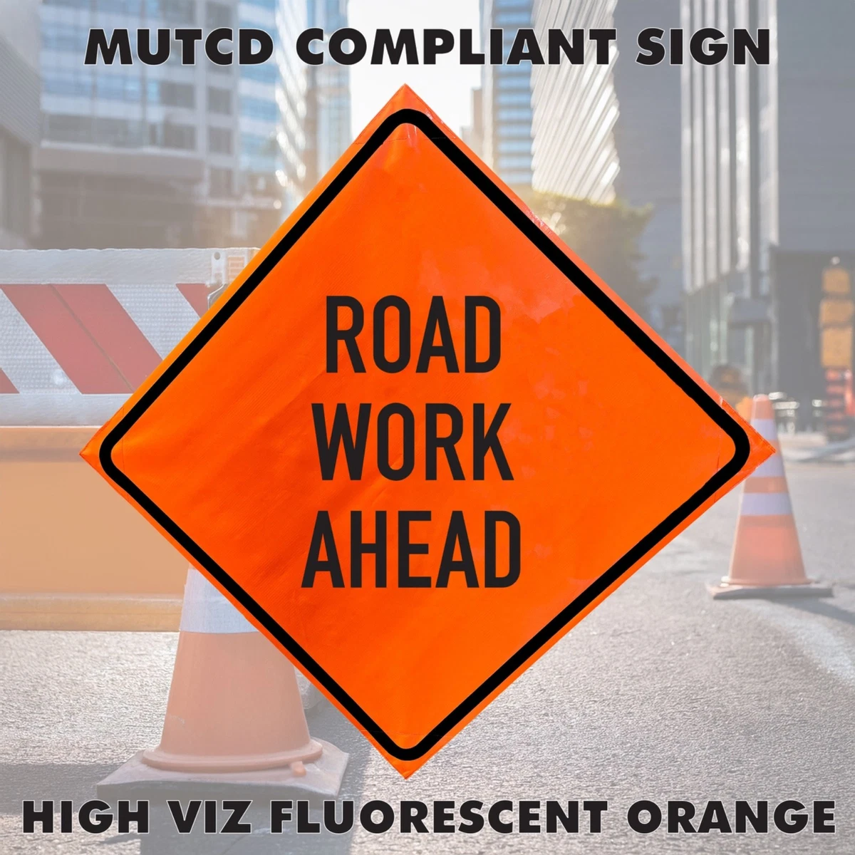 Traffic Signs - 48 Mesh Roll-Up w/ribs Utility Construction Ahead