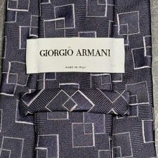 Mens Tie  Giorgio Armani  Grey Square Geometric Silk Made in Italy