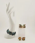 Vintage Costume Jewelry Lot Coro Bracelet Blue Enamel Earrings 1950s-60s