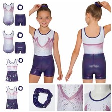 Girls Set Biketard Outfits Dancewear Gymnastics Unitard Sleeveless Rhythmic