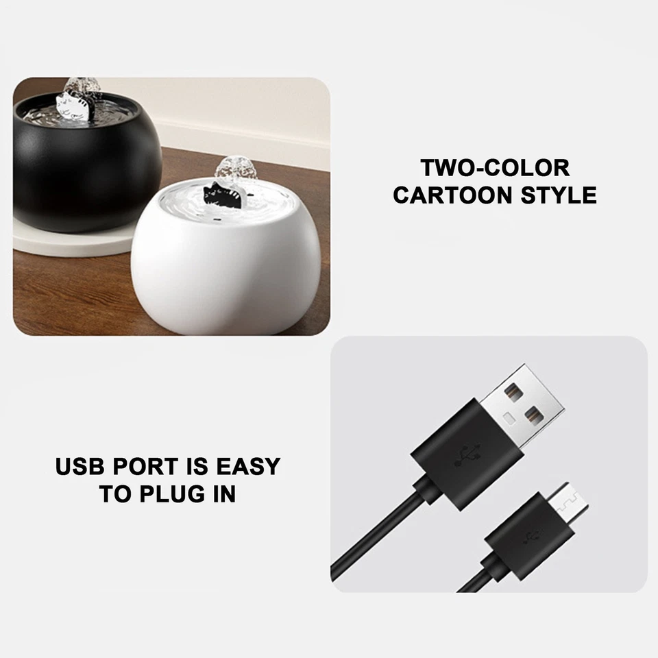 Fuente de Agua Cerámica Gato 1L Cerámica Gato Fuente Automática Recargable Foto 3 de 4