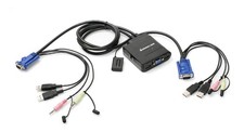 IOGEAR 2Port USB VGA Cabled KVM Switch 2048 x 1536 2.1 Stereo Audio w/Mic ...