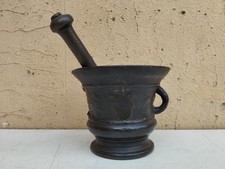 ANTICO XVII sec AUTENTICO MORTAIO IN BRONZO MASSICCIO DA FARMACIA CON PESTELLO
