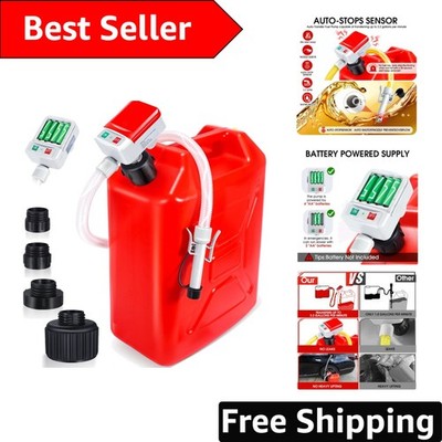 Battery-Powered Fuel Transfer Pump - 4 Adapters & 30s Alert Beep for Safety