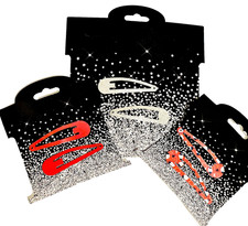 Strawberry, Red ,Silver Glitter Hair Clips Set, Snap Barrettes Gift Ideas Girls