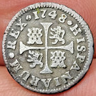 1748 Spanish Madrid CROSS Silver 1/2 Reales Early American Pocket Change
