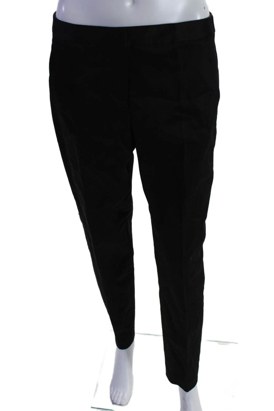 T Tahari Womens Cotton Zipped Hook and Eye Straight Leg Pants Black Size 6