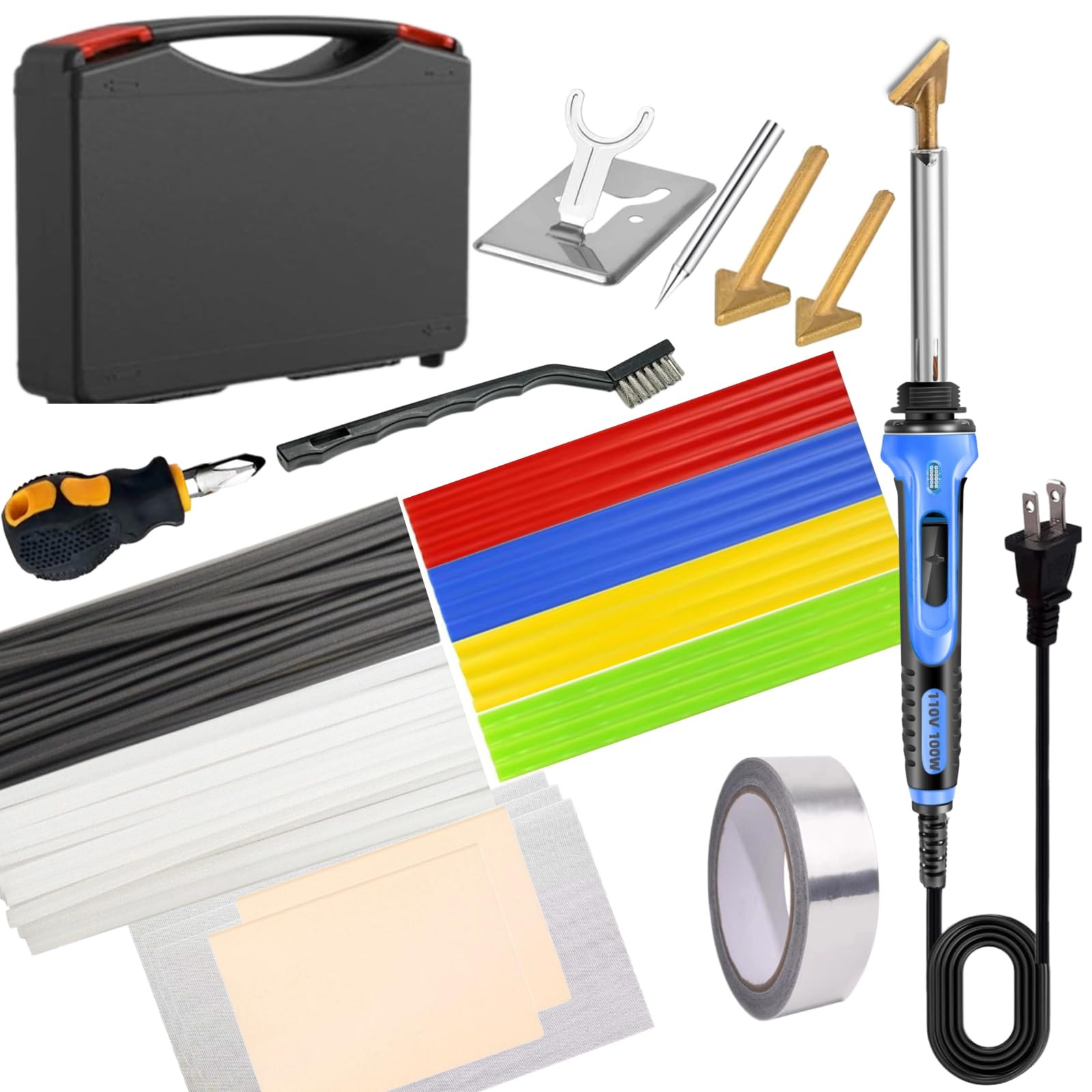 Plastic Welder - 110V-100W Plastic Welding Kit With 140 Plastic Rods, 3 Tips,...