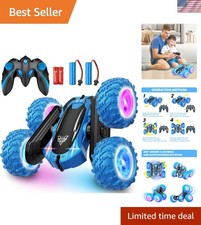 Interactive Remote Control Car - Blue Racing Toy with Flips for Kids 3-12