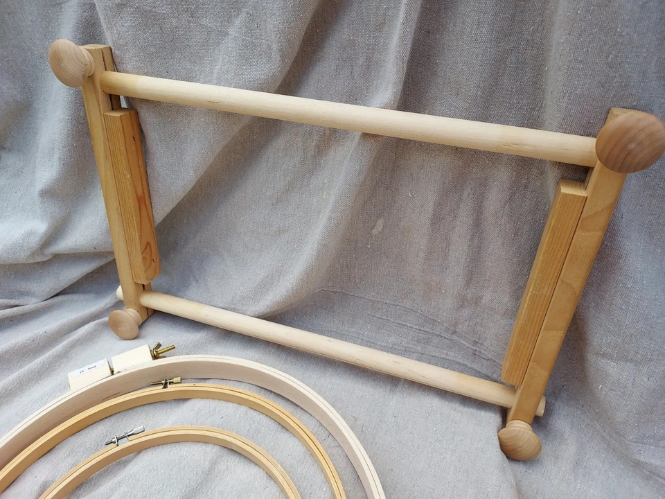 Embroidery Scroling Frame Hoop Lot Cross Stitch Wood - Image 3 of 4