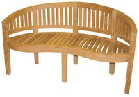 Premium Teak Gartenbank Banana Sitzbank Holzbank Teakbank Parkbank 150Cm