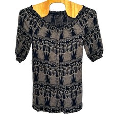 Banana Republic Factory Navy Blue Floral Peasant Button Front Shirt Dress Sz 4P