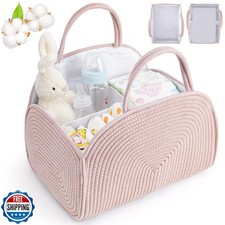 Diaper Caddy Organizer for Baby, Cotton Rope Baby Gift Basket,Portable Diaper