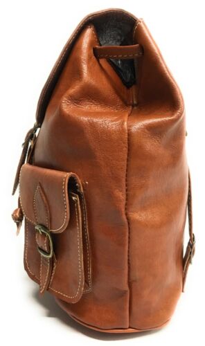 MOCHILA DE CUERO MARRON 100 % PIEL GENUINA ALTA CALIDAD - Imagen 3 de 4