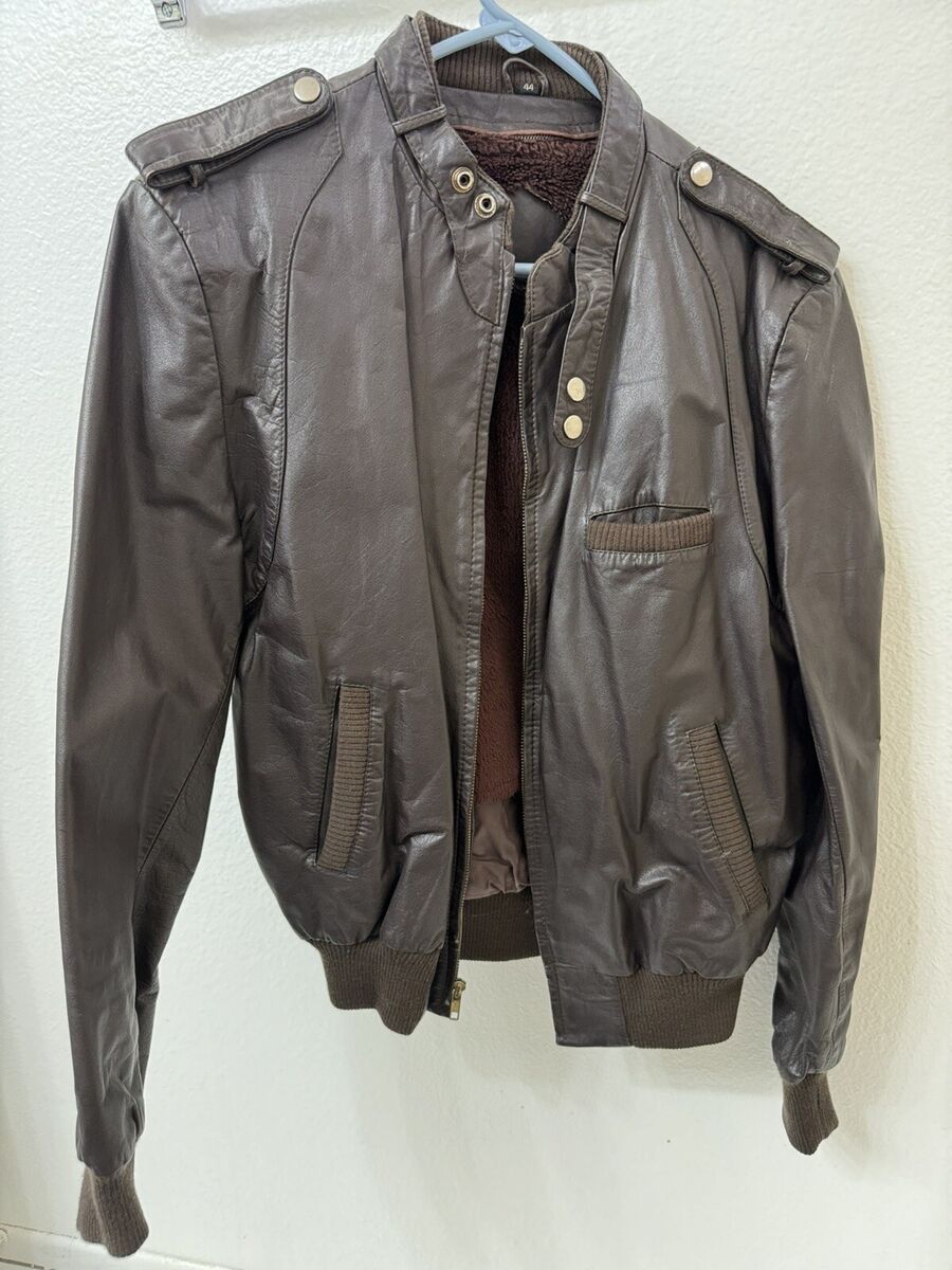 Men’s Leather Vintage Jacket - Size 44 - Members Only Style Men’s Leather Vintage Jacket - Size 44 - Members Only Style