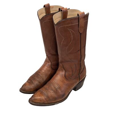 Texas Brand Mens Size 8.5 D Brown Leather Western Cowboy Boots Vintage Texas Brand Medium Brown Leather Cowboy Western  main image 4